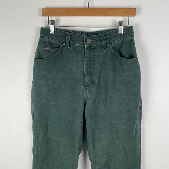 90s Vintage Green High Waist Mom Jeans Size 10 Rigid Denim Tapered Leg - Picture 8 of 8